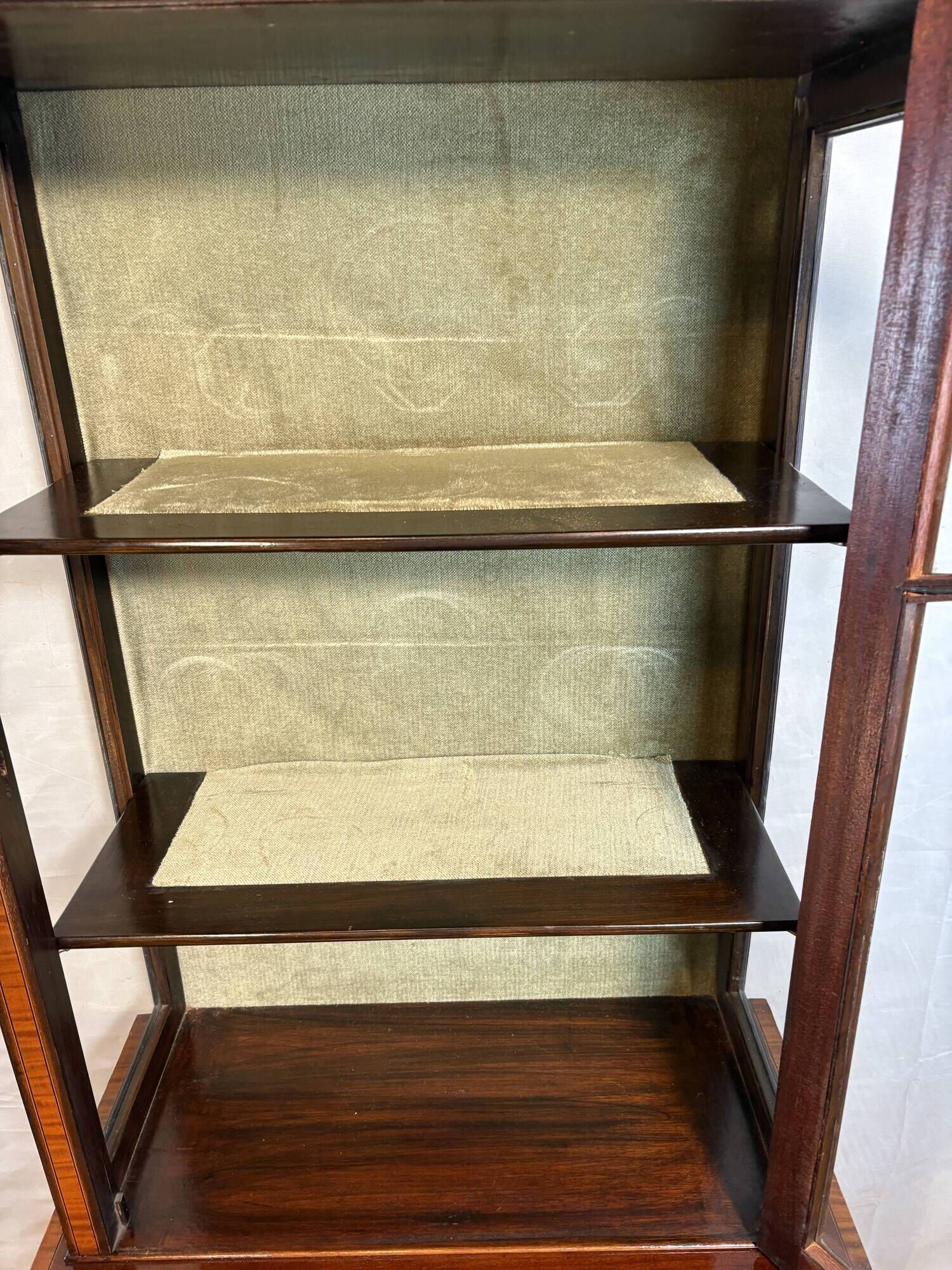 Stunning Antique Edwardian Inlaid Mahogany Bow-Front Silver Display Cabinet