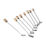 Service of 8 spoons of stainless steel jam and bamboo, vintage