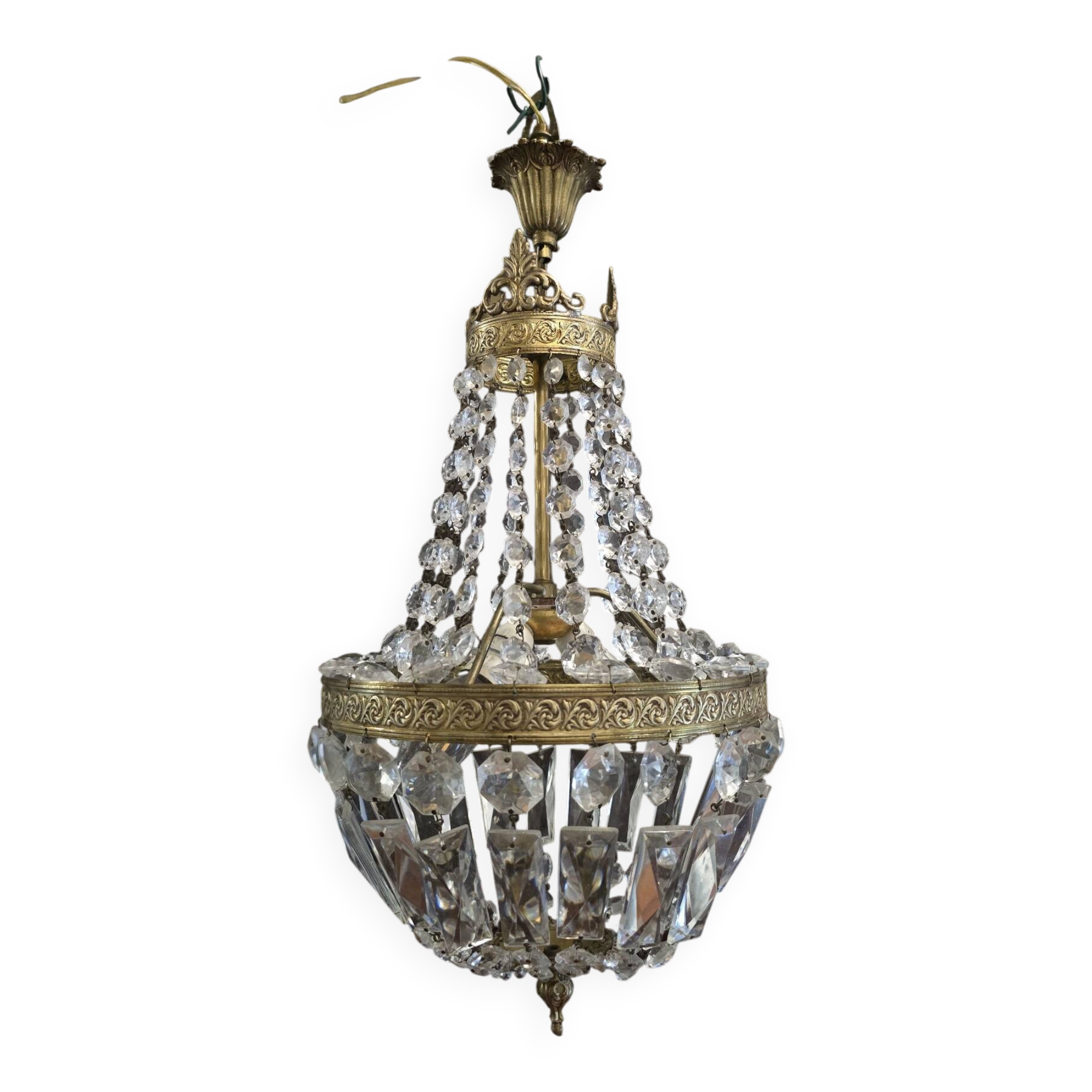 Lustre montgolfière verre et laiton