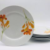 6 “Chriss G. Collection” porcelain dessert plates.