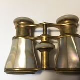 Theatre twins in brass and mother-of-pearl