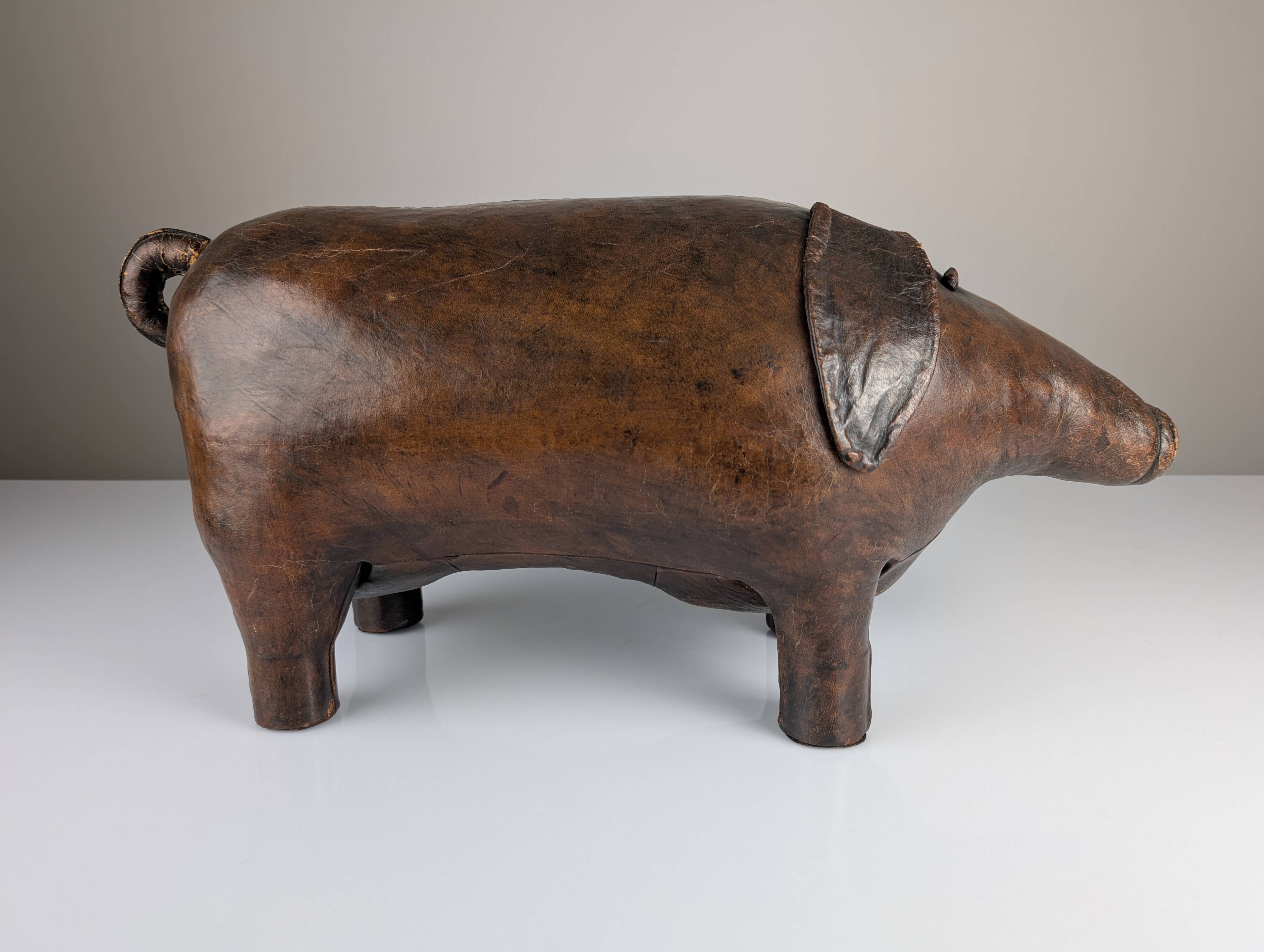 Leather pig ottoman  att dimitri omersa, 1960s