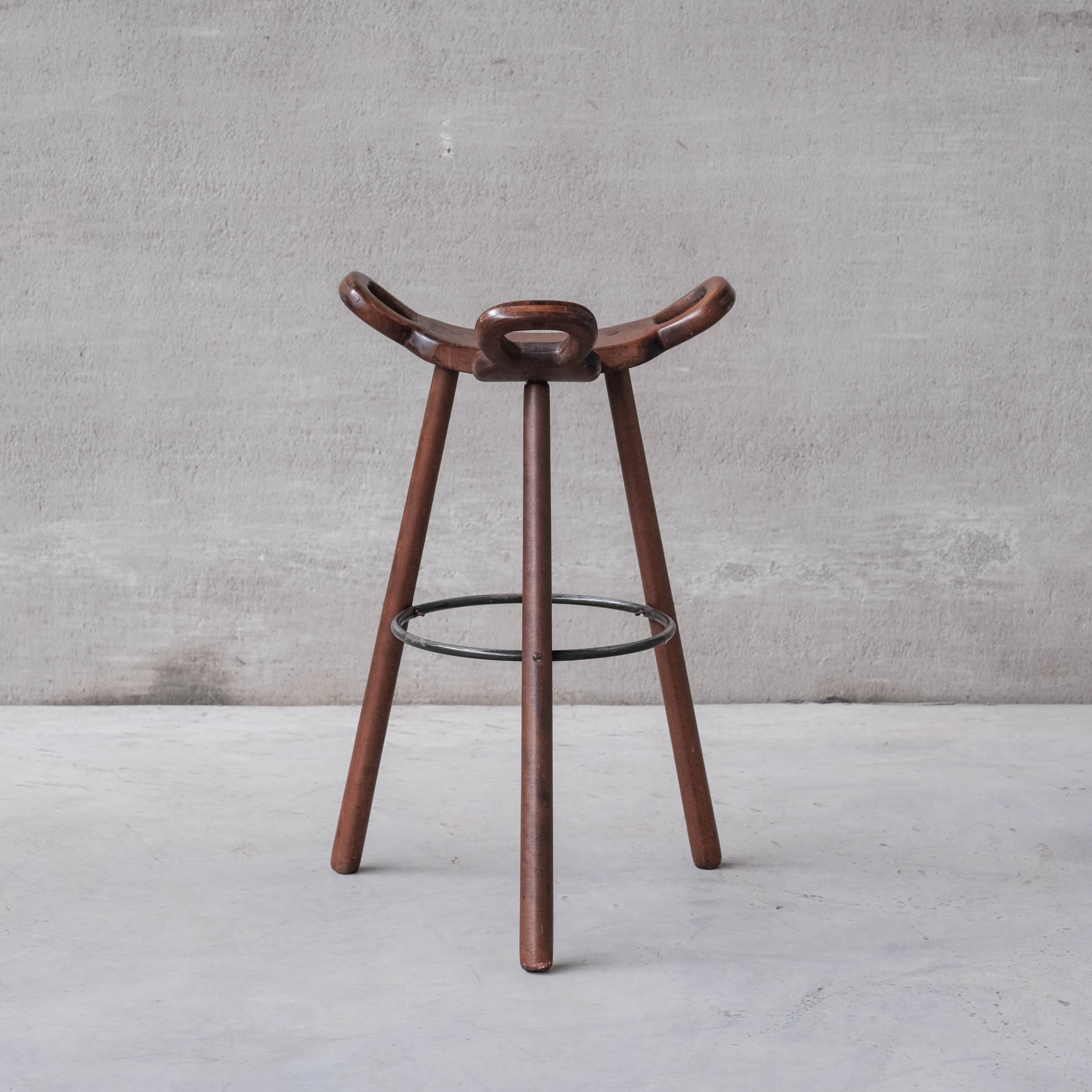 Brutalist mid-century 'Marbella' bar stool (up to 8 available)