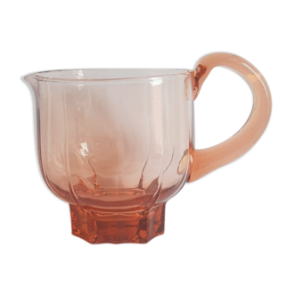 Pitcher or jug in pink molded glass / rosaline vintage art deco style