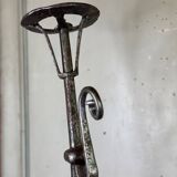 Pair of wrought iron candlesticks, 18th century