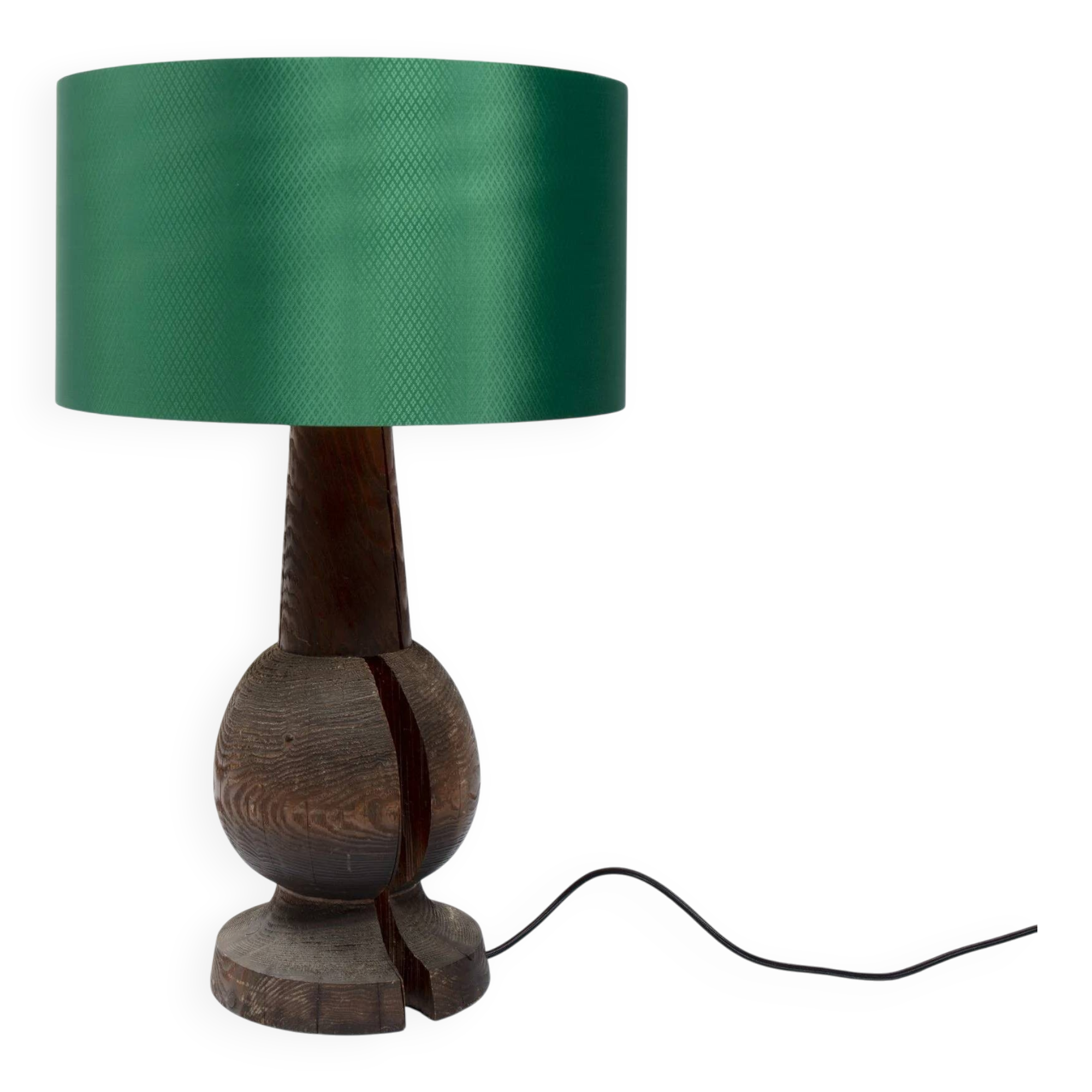 Wooden lamp. New electrical system and lampshade.