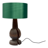 Wooden lamp. New electrical system and lampshade.