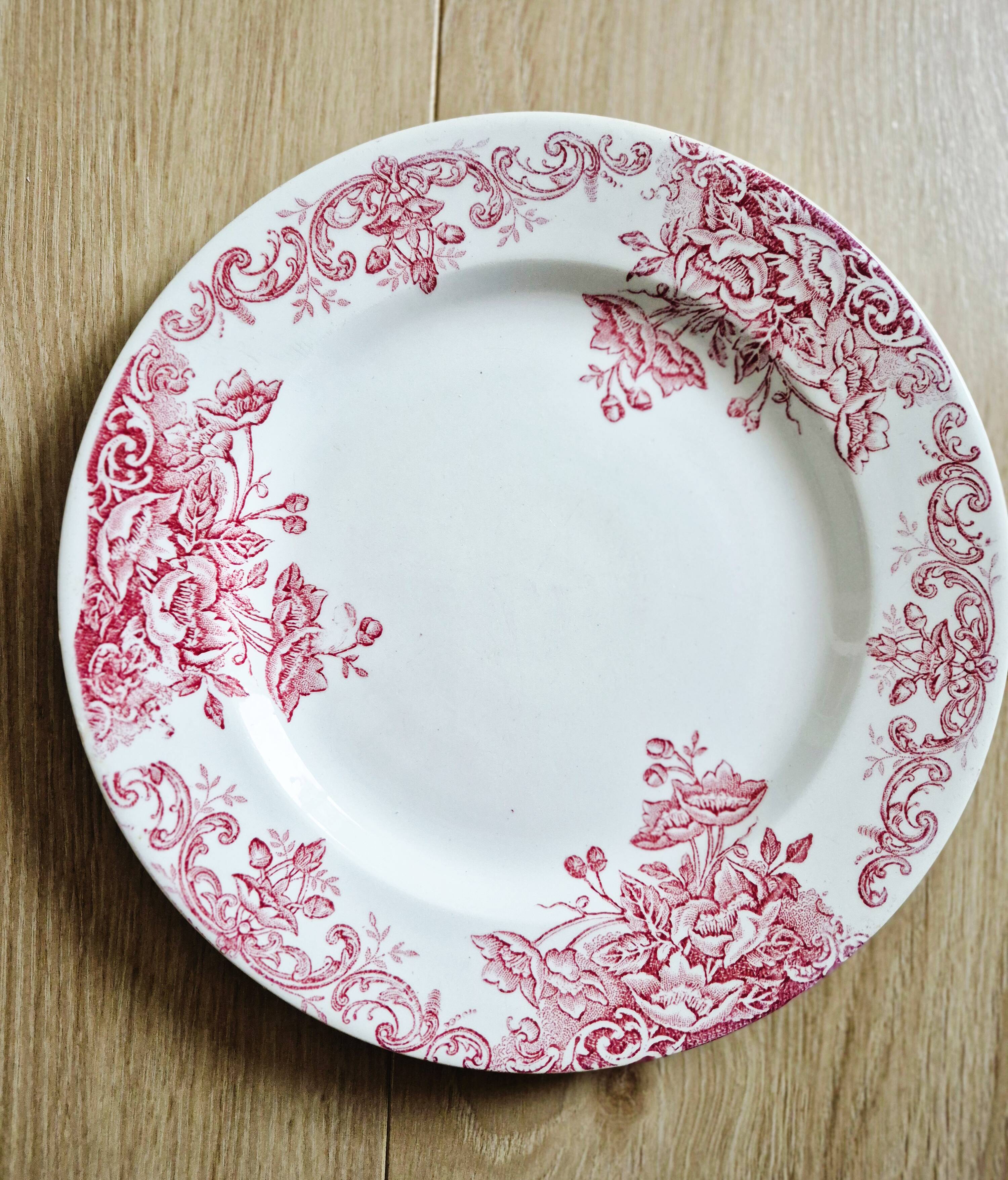 Flat plates made of ironstone LG (Léon Grave 1890/1913), Bouto model.