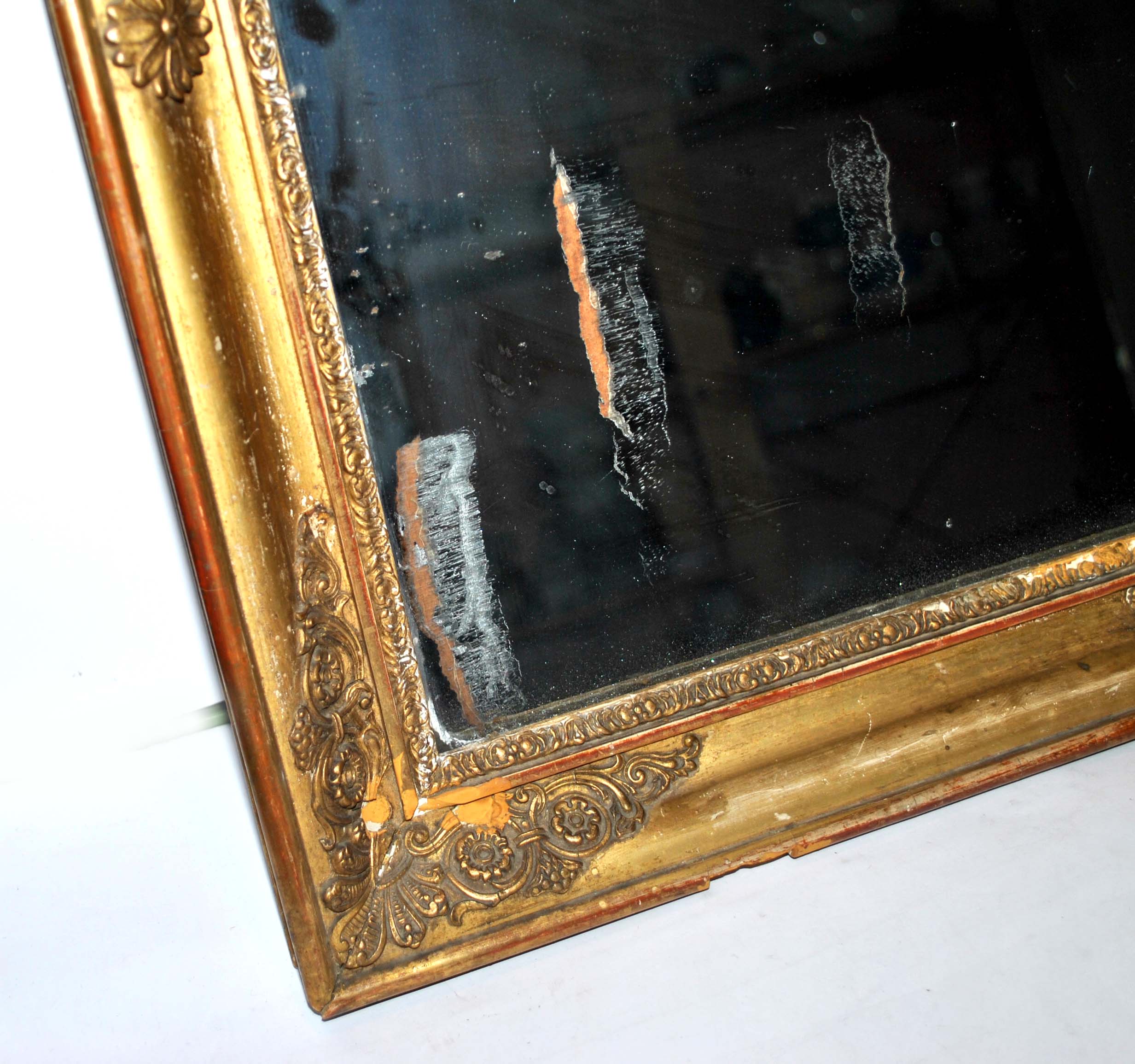 Old mercury mirror Restoration 19th century - Gilded frame with leaf