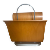 Vintage curved wooden magazine rack by Ligne Roset, 1970s.
