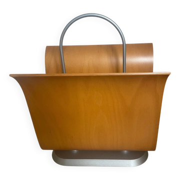 Porte-revues vintage en bois cintré par Ligne Roset, années 70