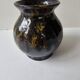 Ceramic vase with black and yellow flame glaze Signed Morvan Petit Massé