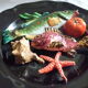Decorative plate slurry style Vallauris theme fish