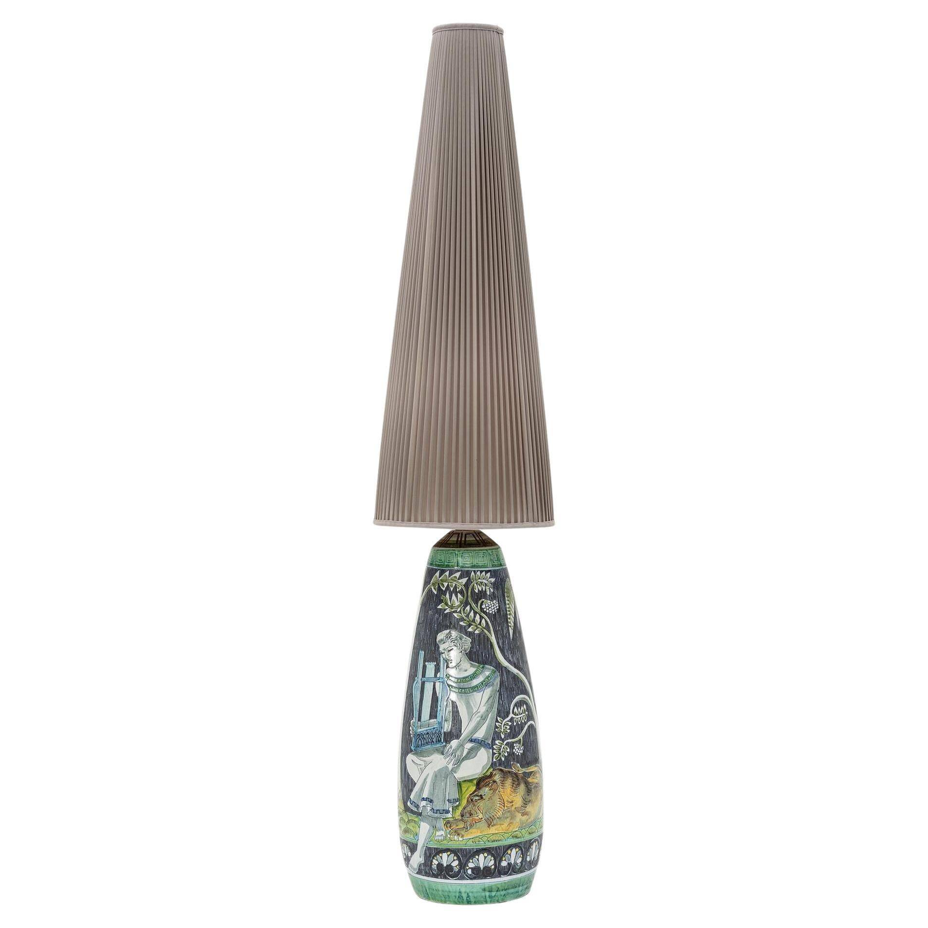 XXL lamp by M Zawadski, hand-painted Tilgmans, Sweden, 1961, signed and dated.