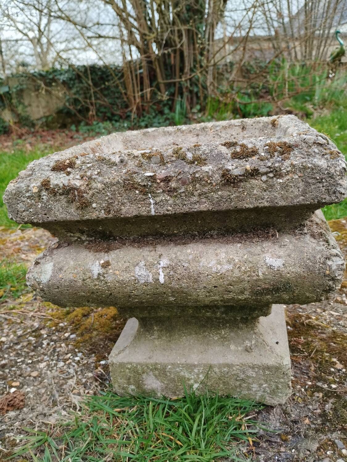 Pair of vintage antique stone Medici planters