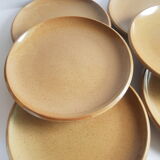 Set of 6 flat plates in Brenne stoneware from France vintage