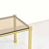 Midcentury Italian Tubular Brass And Smoked Glass Coffee Table. Retro.