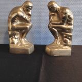 Brass bookend after rodin's "thinker"