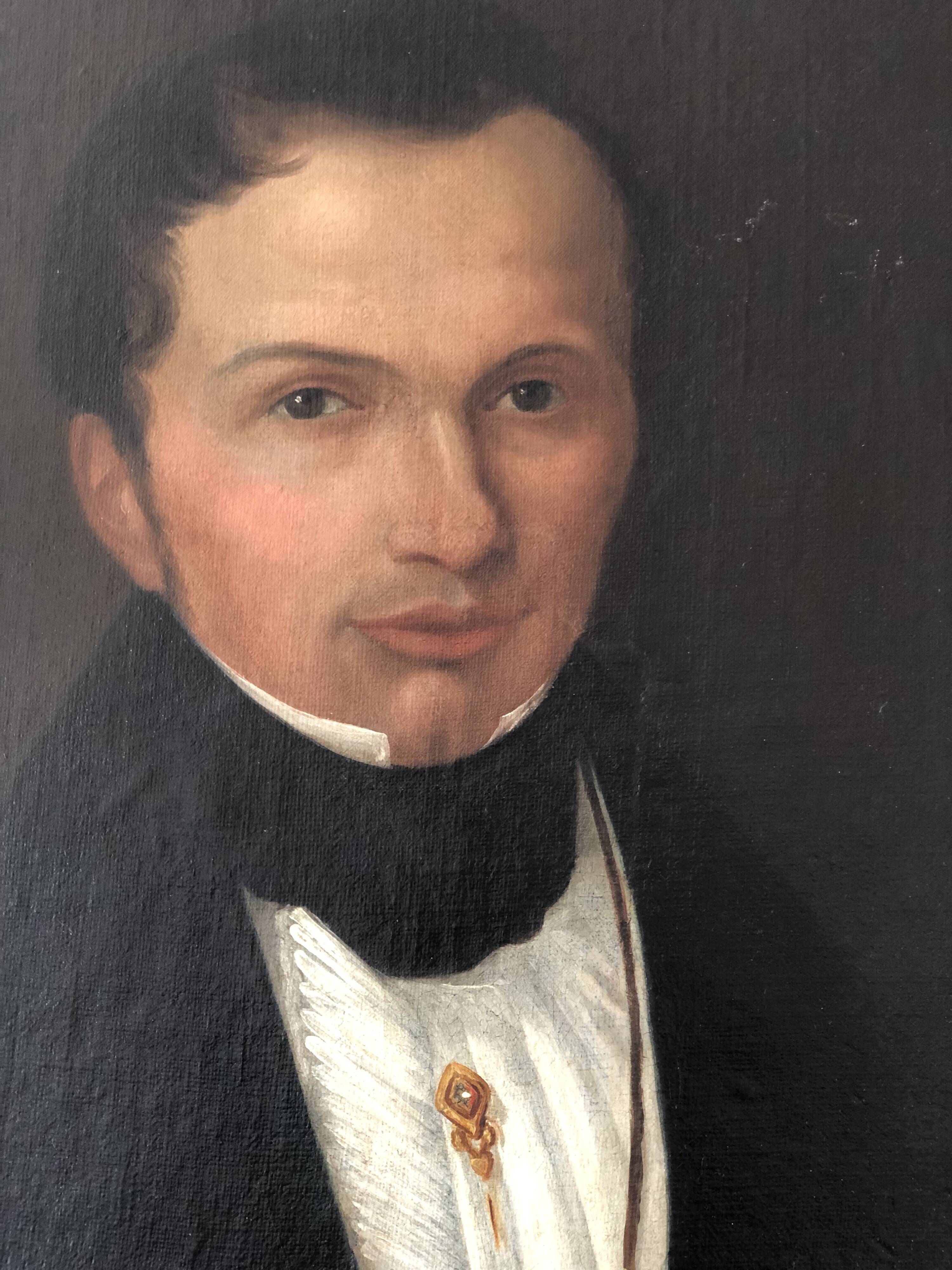 Antique Vintage 19th Century Oil Portrait Painting of a Dutch Gentleman