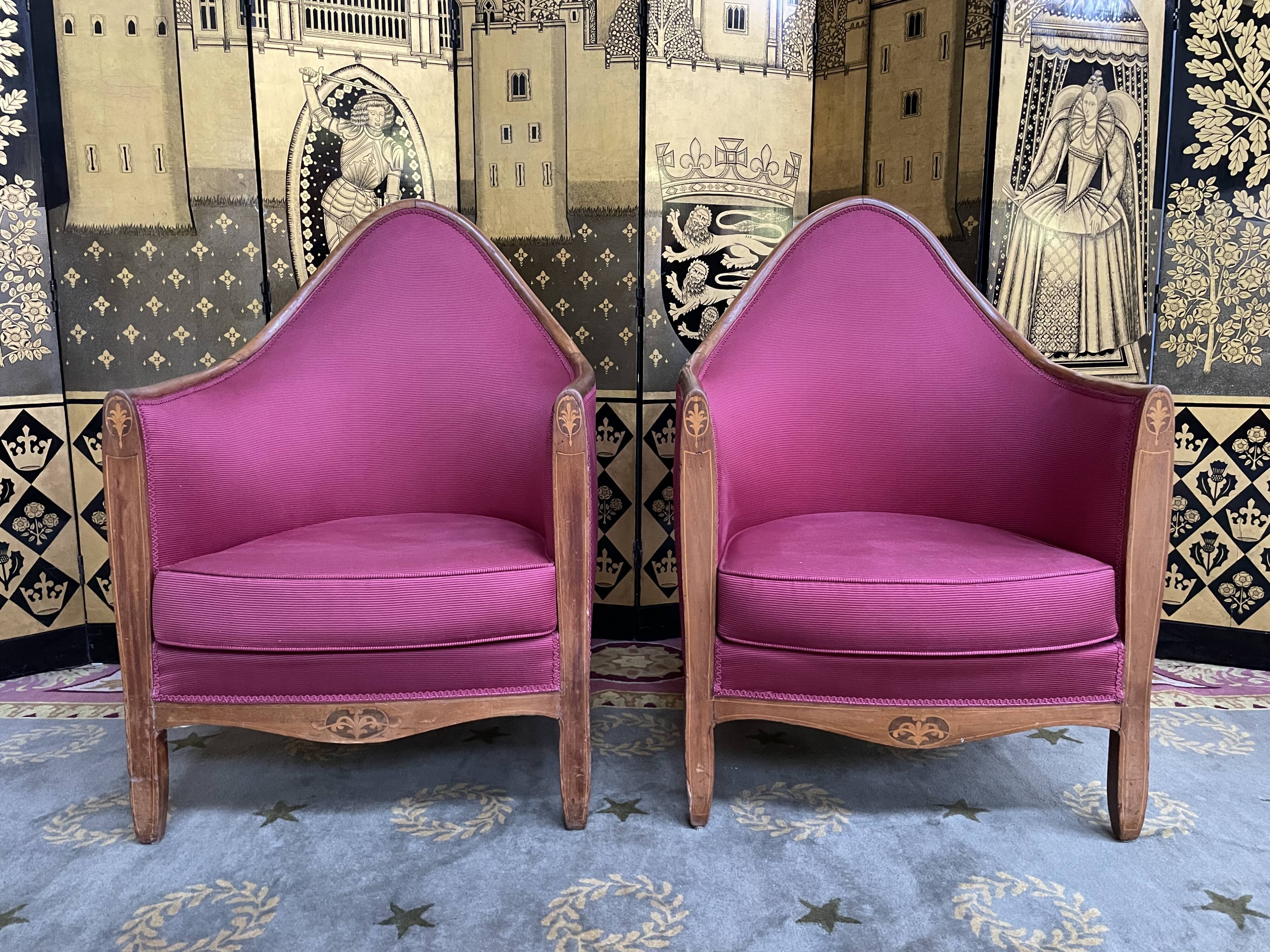 Pair of shepherdess armchairs Art Deco era