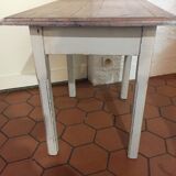 White rectangular and wood table