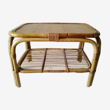 Coffee table in rattan and bamboo