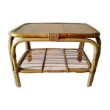 Coffee table in rattan and bamboo