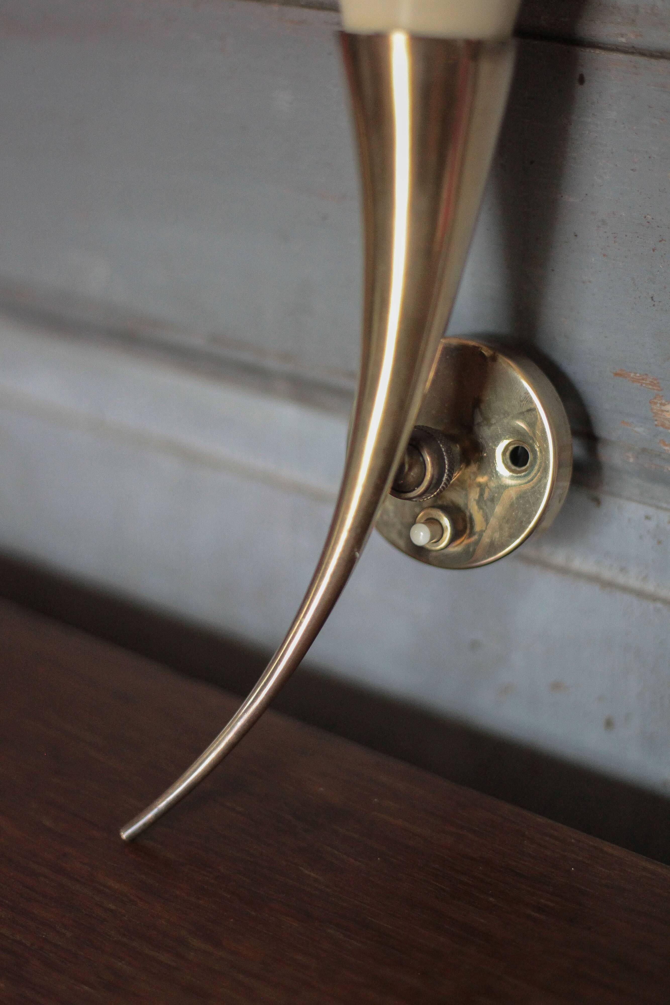 Pair of brass and perforated metal wall lights, wall sconce, decorative