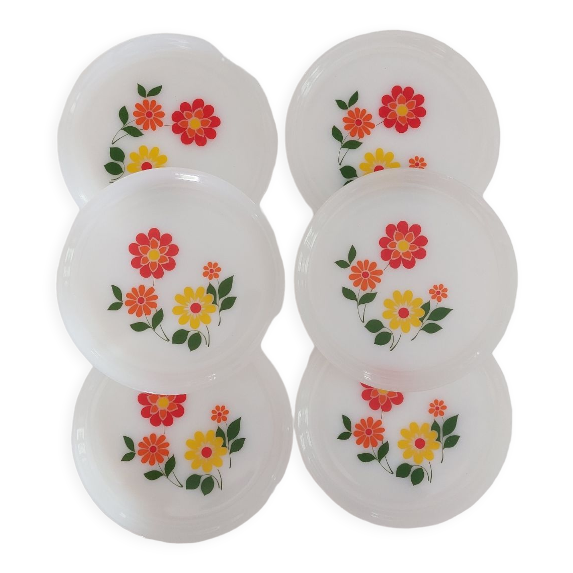6 Arcopal 70s dessert plates