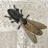 2 cendriers insectes mouches en métal années 50-60