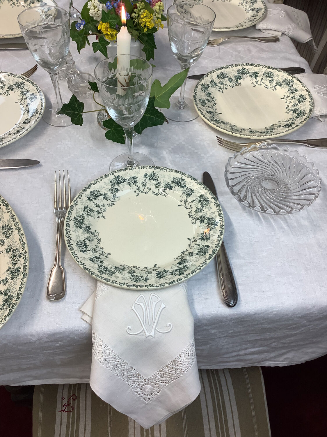 6 Antique Linen Napkins monogram