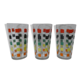 3 multicolored vintage glasses