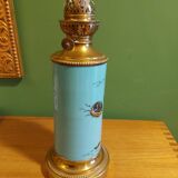 Lampe a petrole en ceramique emaillee