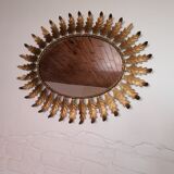 Oval sunburst mirror with leaves of acanthus 1960s