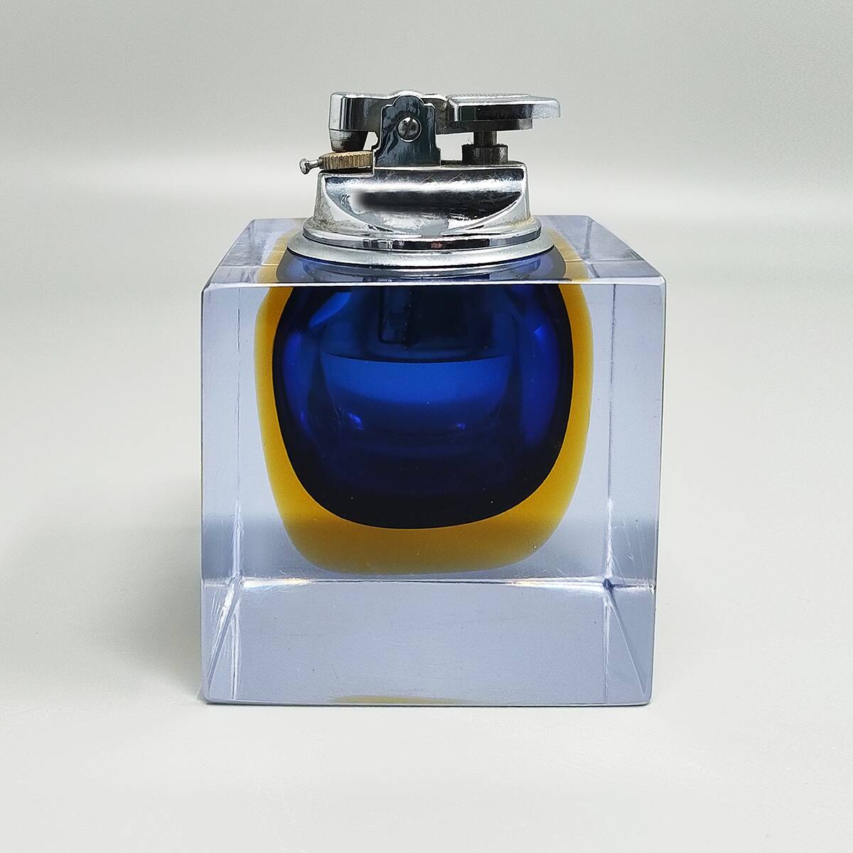 Briquet de table bleu des années 1960 en verre de murano sommerso par flavio poli pour seguso