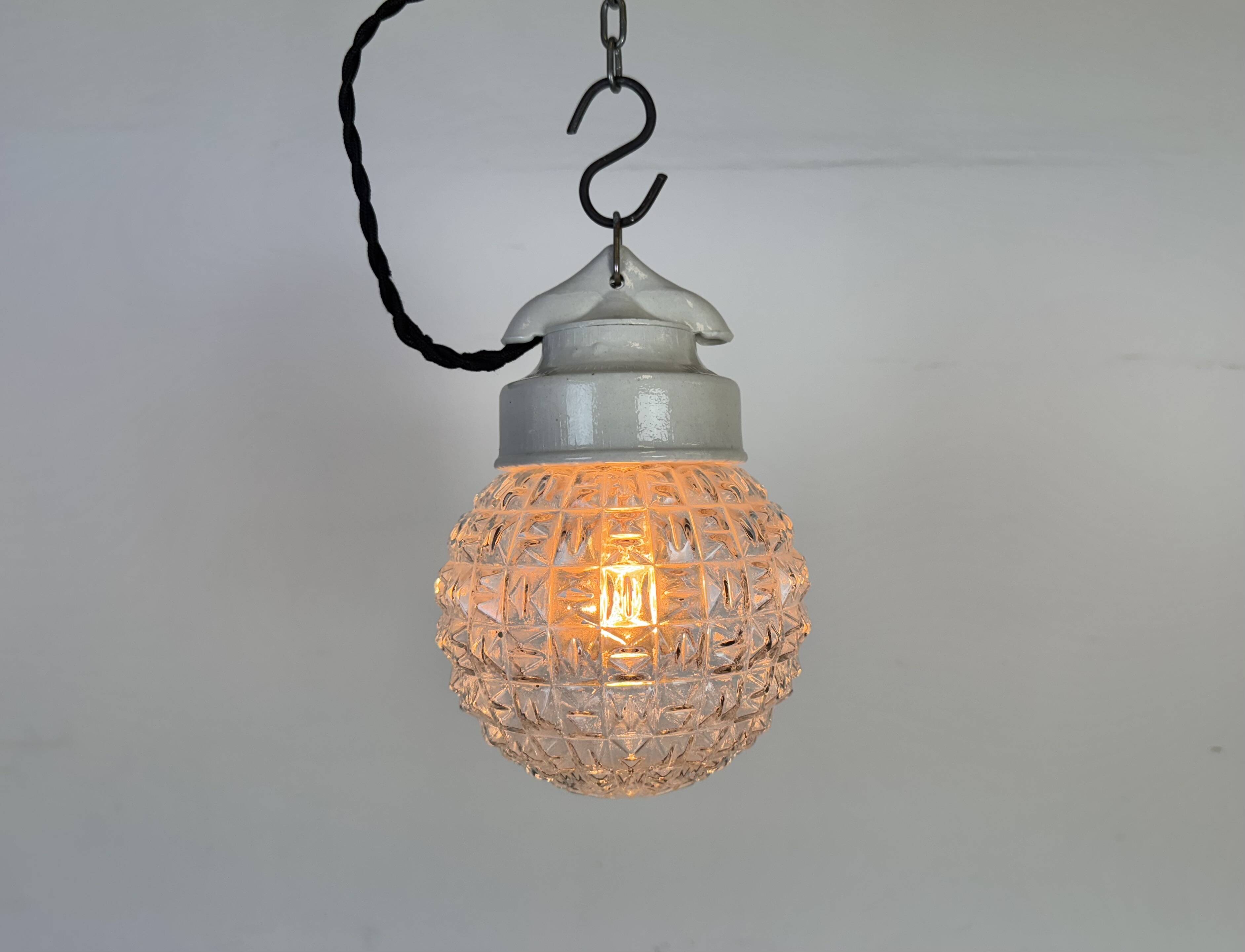 Vintage White Porcelain Pendant Light, 1970s