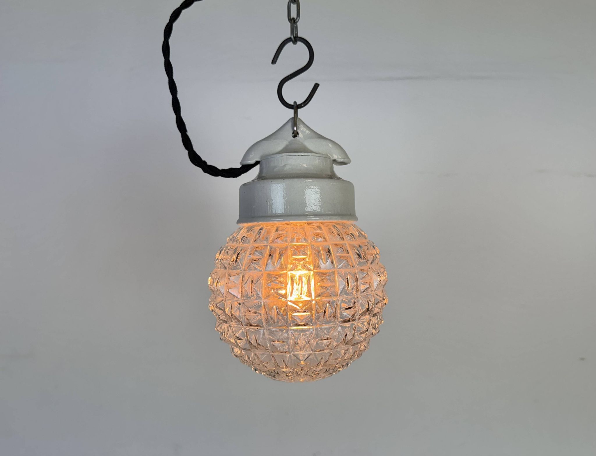 Vintage White Porcelain Pendant Light, 1970s