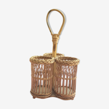 Vintage rattan bottle holder