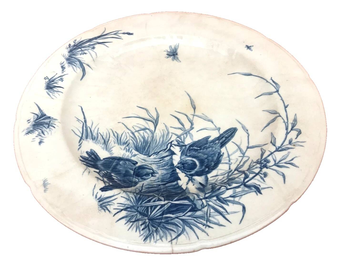 Gien Earthenware Antique Serving Dish Bird Decor