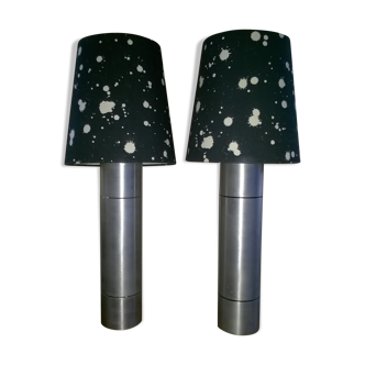 Pair of aluminum table lamps by Willy Luickx for Aluclair
