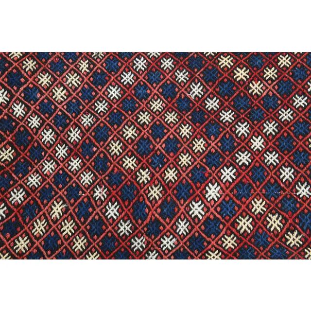 1970s Vintage Turkish Oushak Handmade Wool Cotton Red Runner Rug 161x214