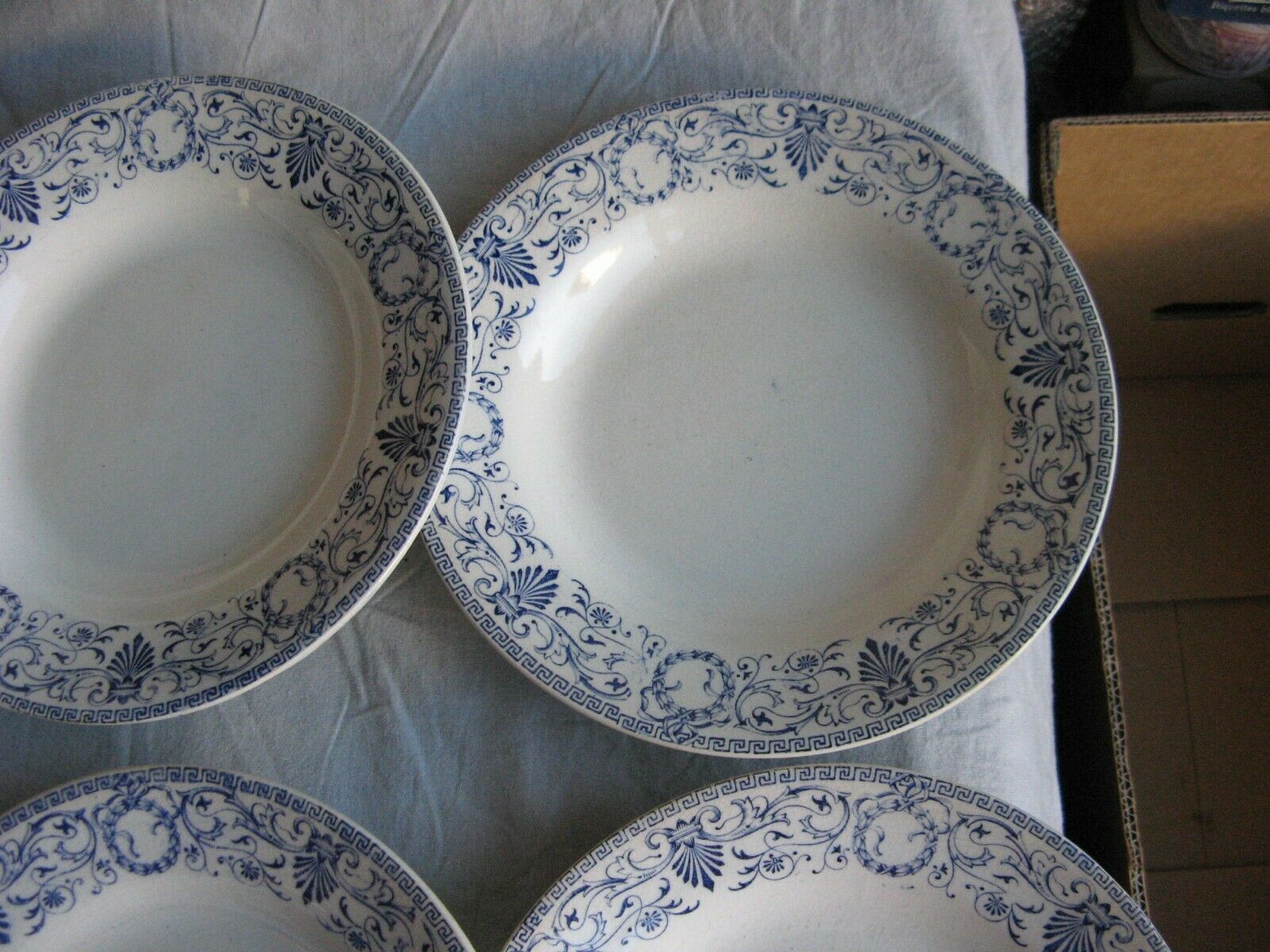 Lot of 6 hollow plates earthenware Creil Montereau décor Marie Louise