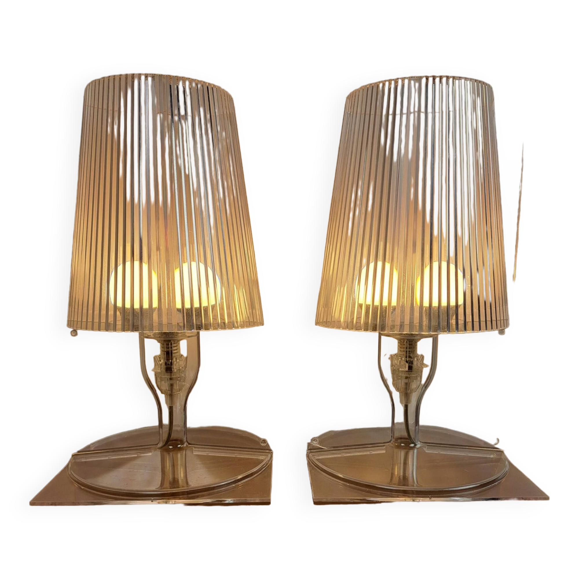Pair of vintage Take plexiglass bedside lamps by Kartell