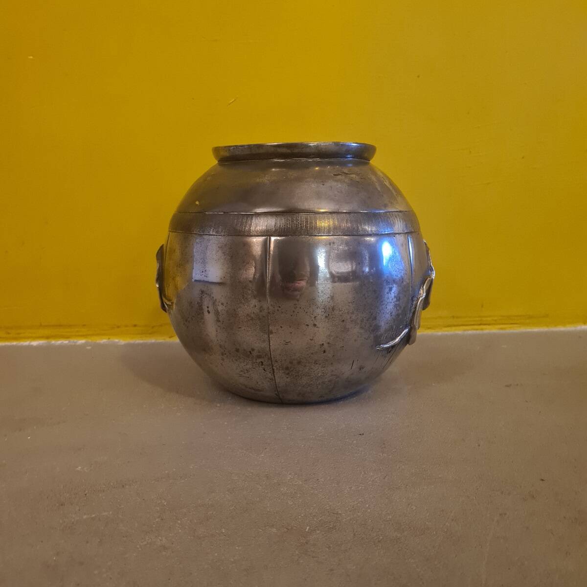 French Art Deco Pewter Vase By Lucien Houzeaux, 1920s