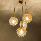 Vintage suspension lamp Limburg, Bubble Glass & Brass, 70s
