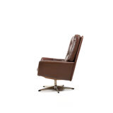 Danish swivel lounge chair in brown leather