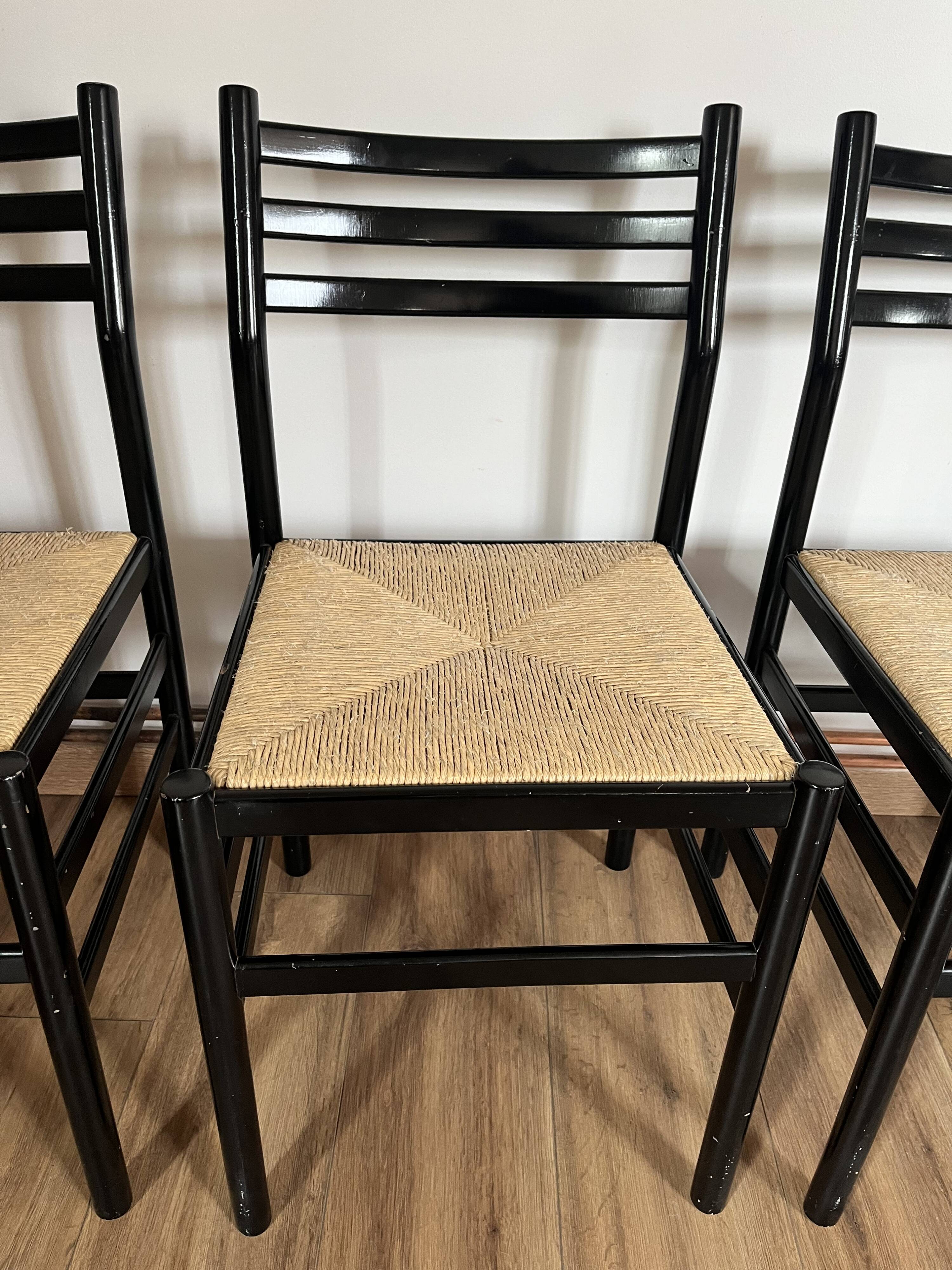 Set of 4 Italian black chairs 1970s