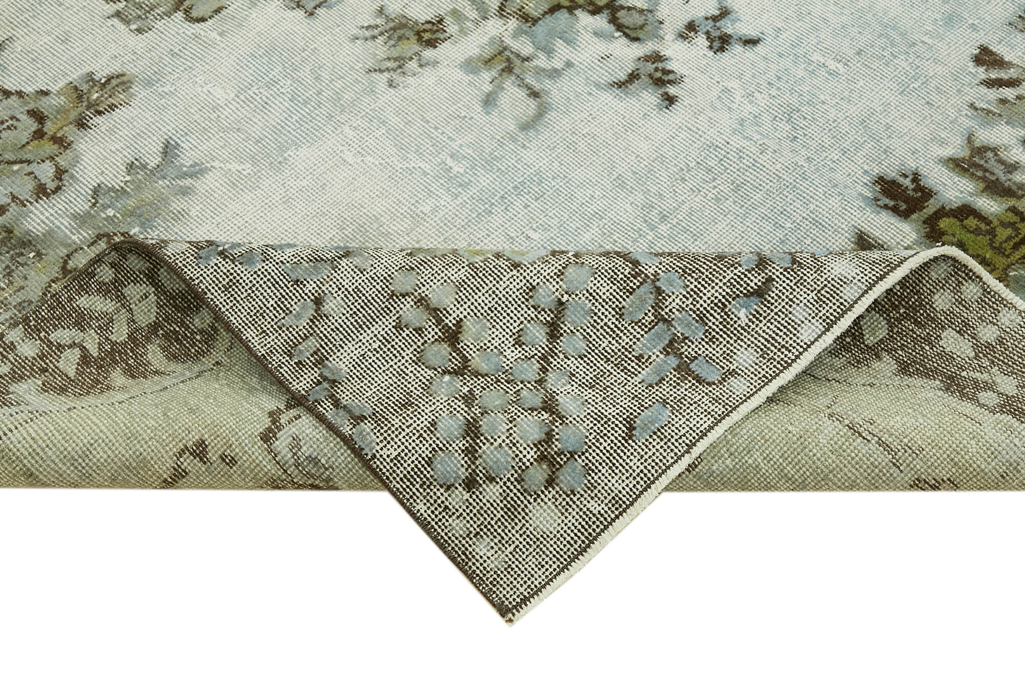 Hand-knotted antique anatolian 1970s 206 cm x 318 cm blue carpet