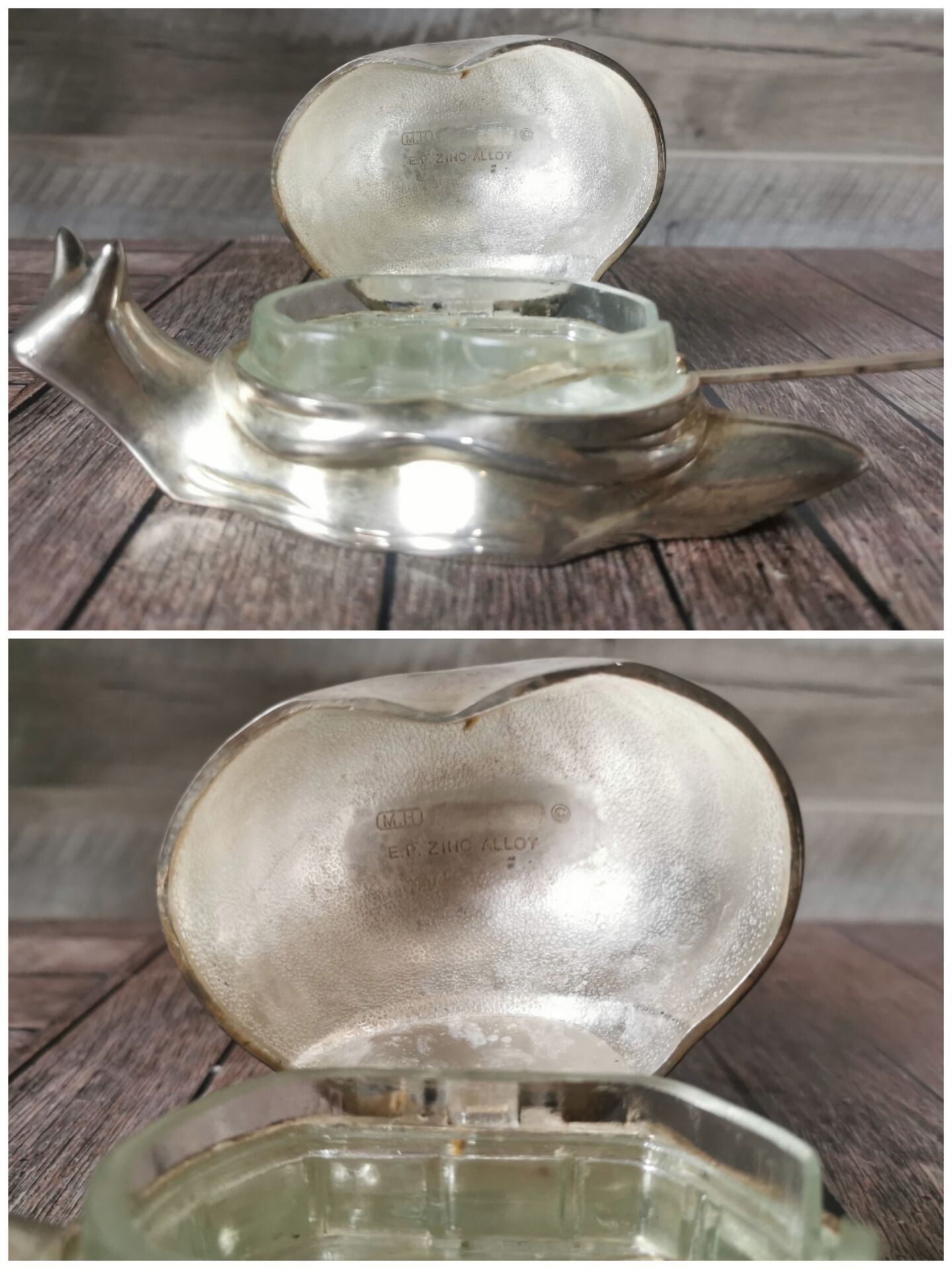 Metal snail butter dish