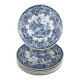 6 assiettes plates terre de fer bleues vintage